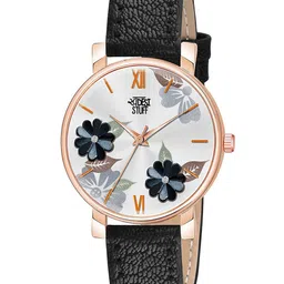 SWADESI STUFF Women Black Printed Dial & Black Leather Straps Analogue Watch FLOWER BLACK-picture-38