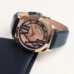 Killer Men Brass Textured Dial & Leather Bracelet Style Straps Analogue Watch KLMO80G-image-40