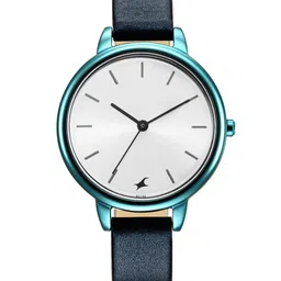 Fastrack Women Silver-Toned Brass Dial & Blue Leather Straps Analogue Watch 6234QL01-picture-15