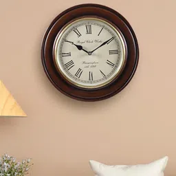 Aapno Rajasthan Brown & Gold-Toned Solid Contemporary Round Analogue Wall Clock 29cm-picture-40