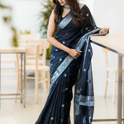 AVANSHEE Ethnic Motifs Woven Design Zari Banarasi Saree-picture-10