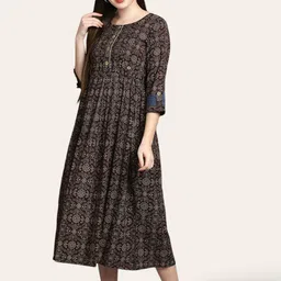 True Shape Ethnic Motifs Printed Maternity Midi Ethnic Dress-picture-19