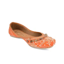 DESI COLOUR Women Off White Embellished Ethnic Ballerinas Flats-picture-30