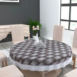 MONKDECOR Grey Geometric Printed Waterproof Round 6-Seater Table Cover-picture-31