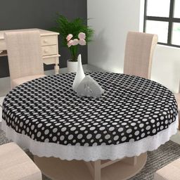 MONKDECOR Black Geometric Printed Waterproof Round 6-Seater Table Cover-picture-32