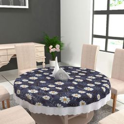 MONKDECOR Blue Floral Round 6-Seater Table Cover-picture-34