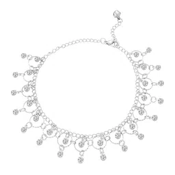 Peora Silver Plated Cubic Zirconia Studded Anklet-image-52