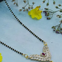 Ramdev Art Fashion Jwellery Gold Plated Artificial Stones and Beads Mangalsutra-picture-39