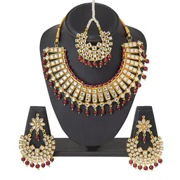 Shining Jewel - By Shivansh Gold Plated Kundan Choker Bridal Jewellery Set with Tikka image 1