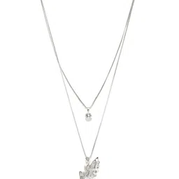 DressBerry Silver-Toned & White Silver-Plated Layered Necklace image 1