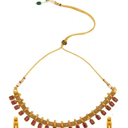 Shining Jewel - By Shivansh Maroon & Gold Plated Antique Choker Jewellery Set image 1