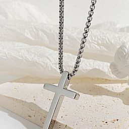 Peora Silver-Plated Christian Cross Contemporary Pendant With Chain-picture-12