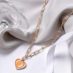 JOKER & WITCH Women  Gold-Plated & Orange Chain With Heart Charm-picture-11