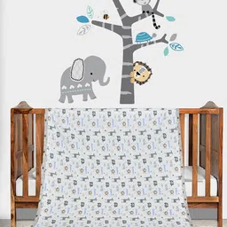 Florida Kids Grey & White Cartoon Characters 120 GSM Reversible Single Bed Dohar-picture-27