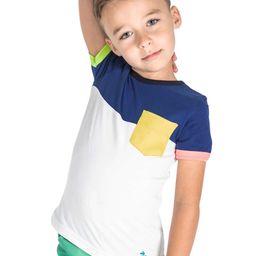 Cherry Crumble Unisex Kids Navy Blue & White Colourblocked Round Neck T-shirt-picture-12