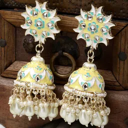 ZENEME Gold-Plated Dome Shaped Jhumkas Earrings-picture-39