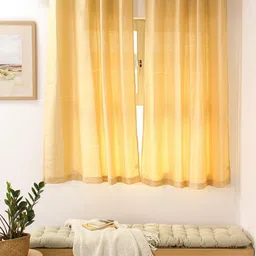 House This Narmada Gold-Toned Solid Window Curtain-image-4