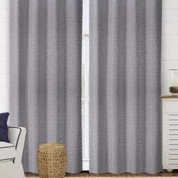 Saral Home Grey Set of 2 Geometric Black Out Cotton Door Curtain-picture-29