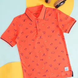 Pantaloons Junior Boys Conversational Printed Polo Collar Cotton T-shirt-picture-22
