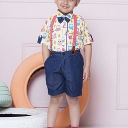 Aj DEZInES Boys Printed Shirt with Shorts & Suspenders Clothing Set-picture-29