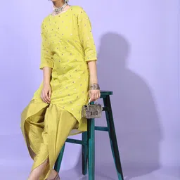 Vishudh Women Embroidered Chanderi Cotton Kurta Set-picture-25