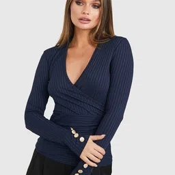 Styli Geometric Printed Regular Wrap Top-image-34