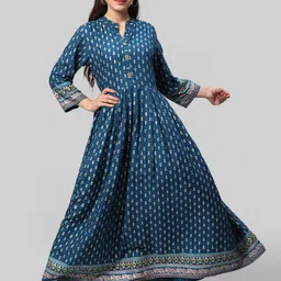 Aaysa Kurti Ethnic Motifs Printed Mandarin Collar Fit & Flare Ethnic Dress-picture-20