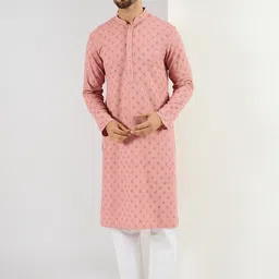 Ethnic Bay Geometric Embroidered Mandarin Collar Sequinned Straight Kurta-picture-20