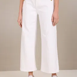 u.s. polo assn. women U S Polo Assn Women Off White Wide Leg Stretchable Jeans-picture-12