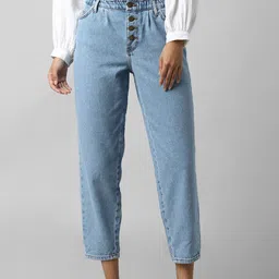 ONLY Women Blue Relaxed Fit Slash Knee Jeans-picture-27