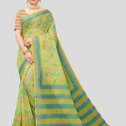 Fevinaa Floral Printed Pure Linen Saree-picture-34