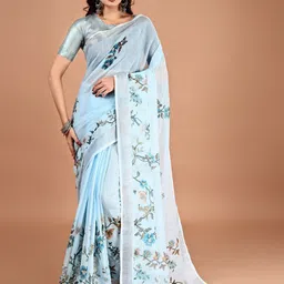 BAPS Floral Printed Zari Saree-picture-14