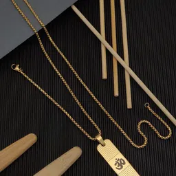 WATCHSTAR Men Gold-Plated Om Pendant With Chain-picture-41
