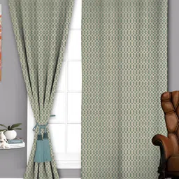Parda Sansar Beige & Grey 2 Pieces Printed Room Darkening Long Door Curtains-image-26