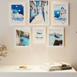 Art Street White & Blue 6-Pcs ramed Wall Art-image-50