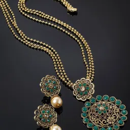 Sukkhi Gold-Plated Stone-Studded & Beaded Necklace With Earrings-image-78