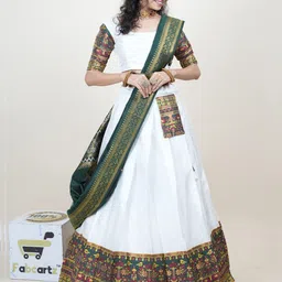 Fabcartz Woven Design Semi-Stitched Lehenga & Unstitched Blouse With Dupatta-image-51