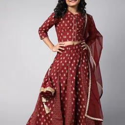 Aks Kids Girls Printed Ready To Wear Lehenga & Blouse With Dupatta-picture-33