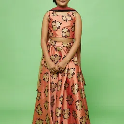 Aks Kids Girls Printed Ready To Wear Lehenga & Blouse With Dupatta-picture-34