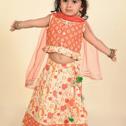 LIL PITAARA Girls Printed Ready to Wear Lehenga & Blouse With Dupatta-picture-18