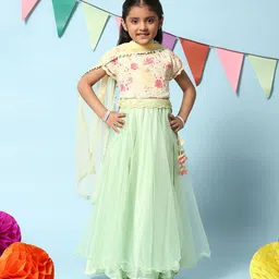 Biba Girls Embroidered Ready to Wear Lehenga & Blouse With Dupatta-picture-2