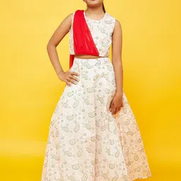 Aks Kids Girls Printed Ready To Wear Lehenga & Blouse With Dupatta-image-42