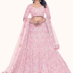 Fusionic Embroidered Thread Work Semi-Stitched Lehenga & Unstitched Blouse With Dupatta-picture-36