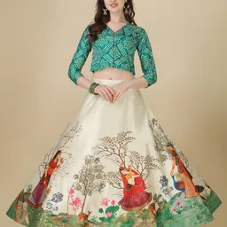 Kaizen TEXO FAB Bandhani Printed Semi-Stitched Lehenga & Blouse With Dupatta-picture-31