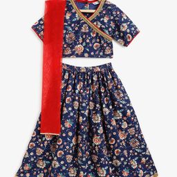 Campana Girls Floral Printed V-Neck Ready to Wear Lehenga & Blouse With Dupatta-picture-15