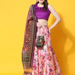 Kaizen TEXO FAB Printed Semi-Stitched Lehenga & Unstitched Blouse With Dupatta-image-56