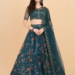 BAESD Embroidered Semi-Stitched Lehenga & Unstitched Blouse With Dupatta-picture-2