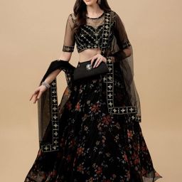 BAESD Embroidered Thread Work Semi-Stitched Lehenga & Unstitched Blouse With Dupatta-image-95