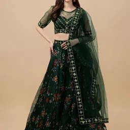 BAESD Embroidered Thread Work Semi-Stitched Lehenga & Unstitched Blouse With Dupatta-picture-16