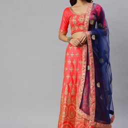 MANVAA Embroidered Thread Work Semi-Stitched Lehenga & Unstitched Blouse With Dupatta-image-96